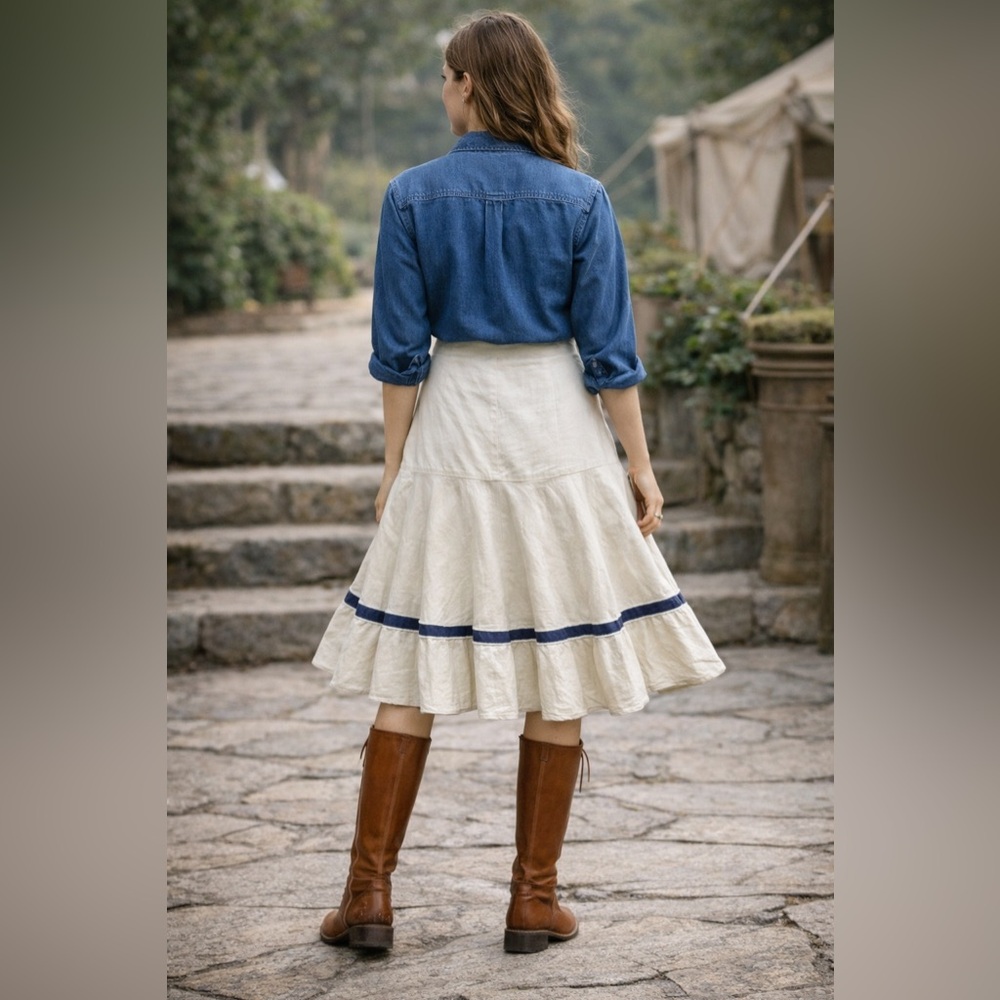 Ralph Lauren Purple Label Linen Flounce Skirt Italy | Size 8 - Picture 2 of 9